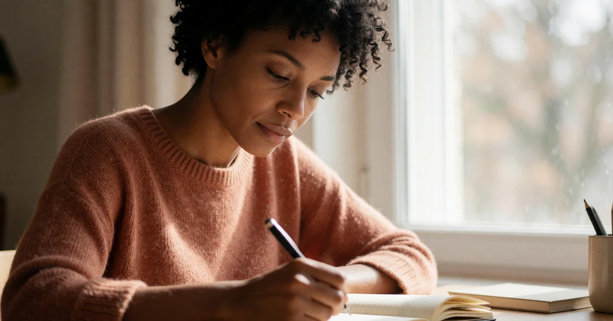 Woman with ADHD organizing her desk with colorful sticky notes, representing ADHD-friendly dating